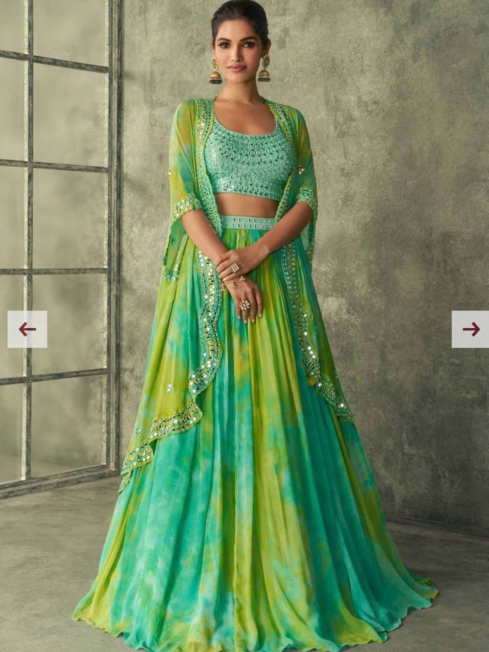 Elegant Green Ombre Women's Indian Lehenga